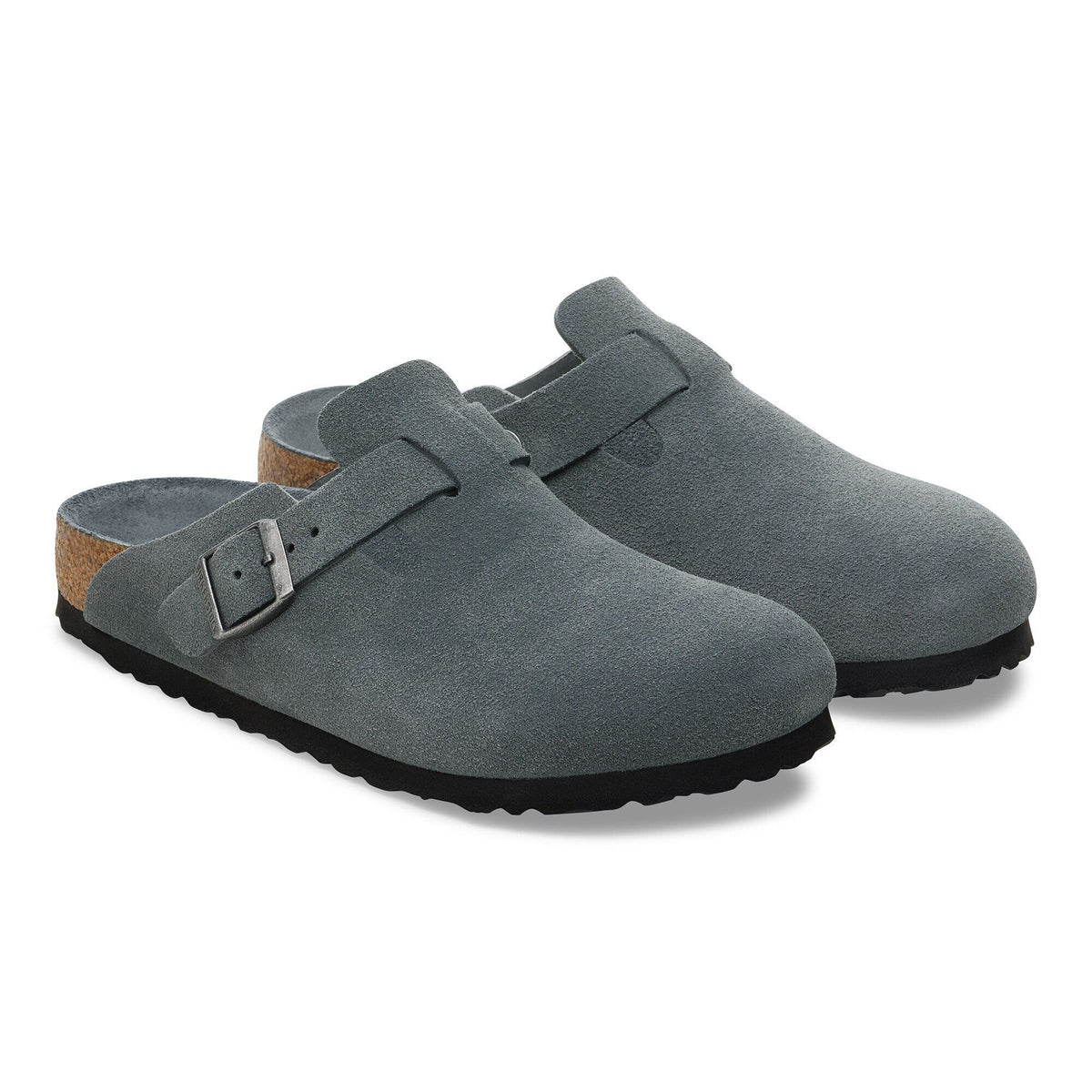 Birkenstock Confortable Boston Lit de pied souple Suède - Basalt Gray Tonal