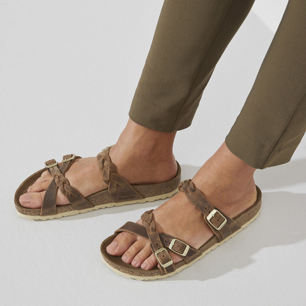 Birkenstock Premium Franca Braided Cuir huilé - Cognac
