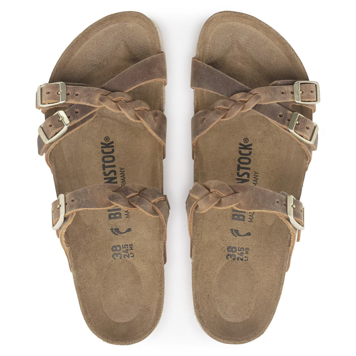 Birkenstock Premium Franca Braided Cuir huilé - Cognac