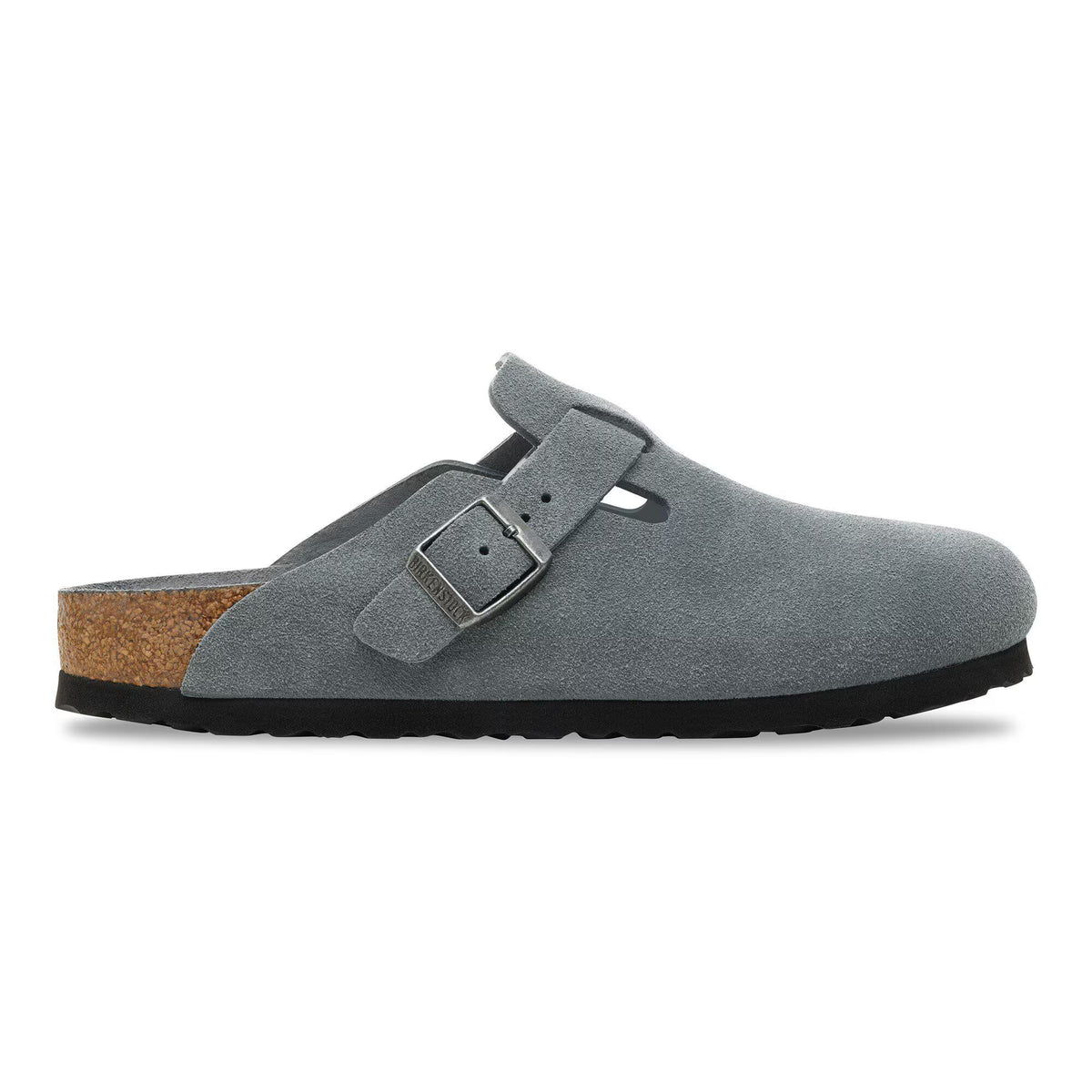 Birkenstock Confortable Boston Lit de pied souple Suède - Basalt Gray Tonal